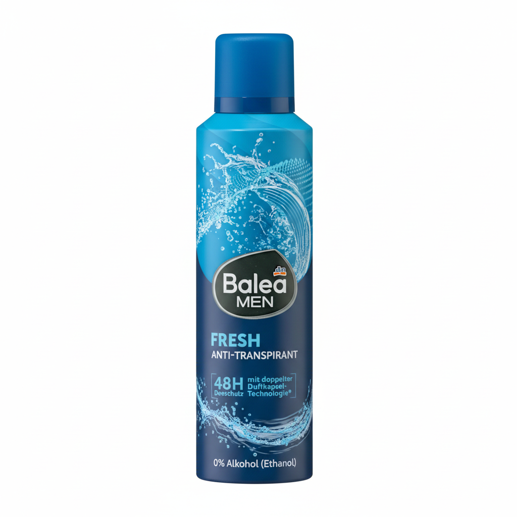 بخاخ مزيل عرق Balea MEN Fresh مضاد للتعرق 200 مل بخلفية بيضاء