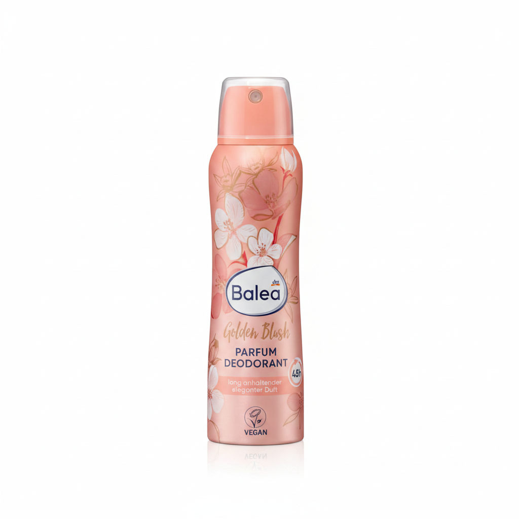 بخاخ مزيل عرق Balea Golden Blush خلفية بيضاء 1:1