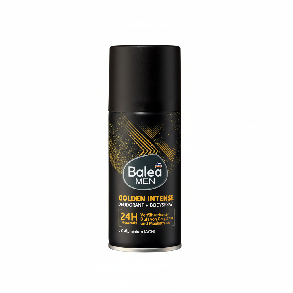 بخاخ مزيل عرق Balea MEN Golden Intense خلفية بيضاء 1:1