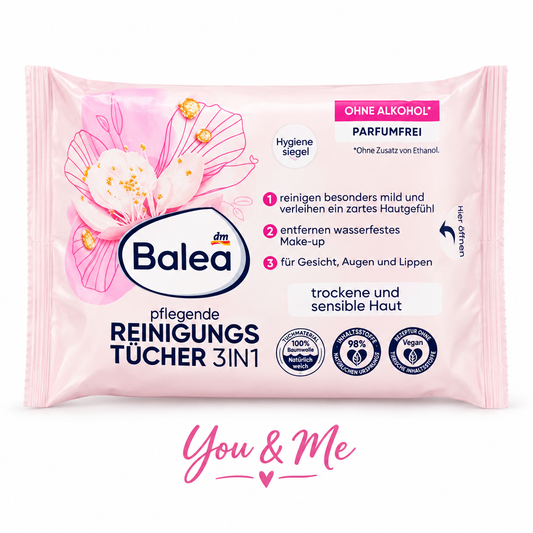 مناديل Balea 3في1 للبشرة الحساسة 25قطعة - You & Me